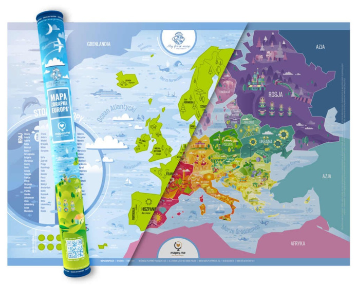 Mapa do ścierania Europa dla dzieci